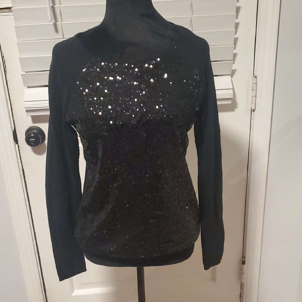 Elle Black Sequin Women's Sweater